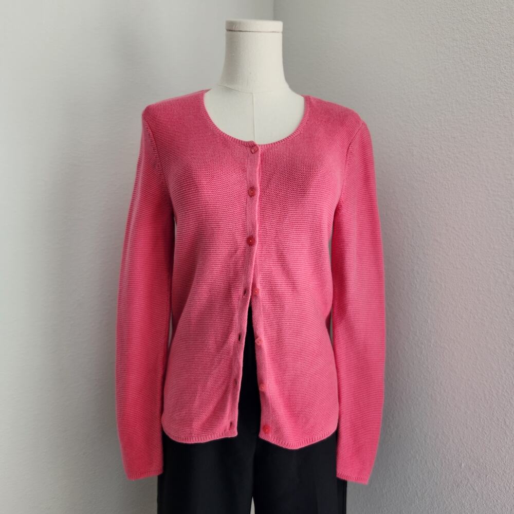 Vintage 90s Talbots Pink Knit Button Front Cardigan Sweater Long Sleeve S